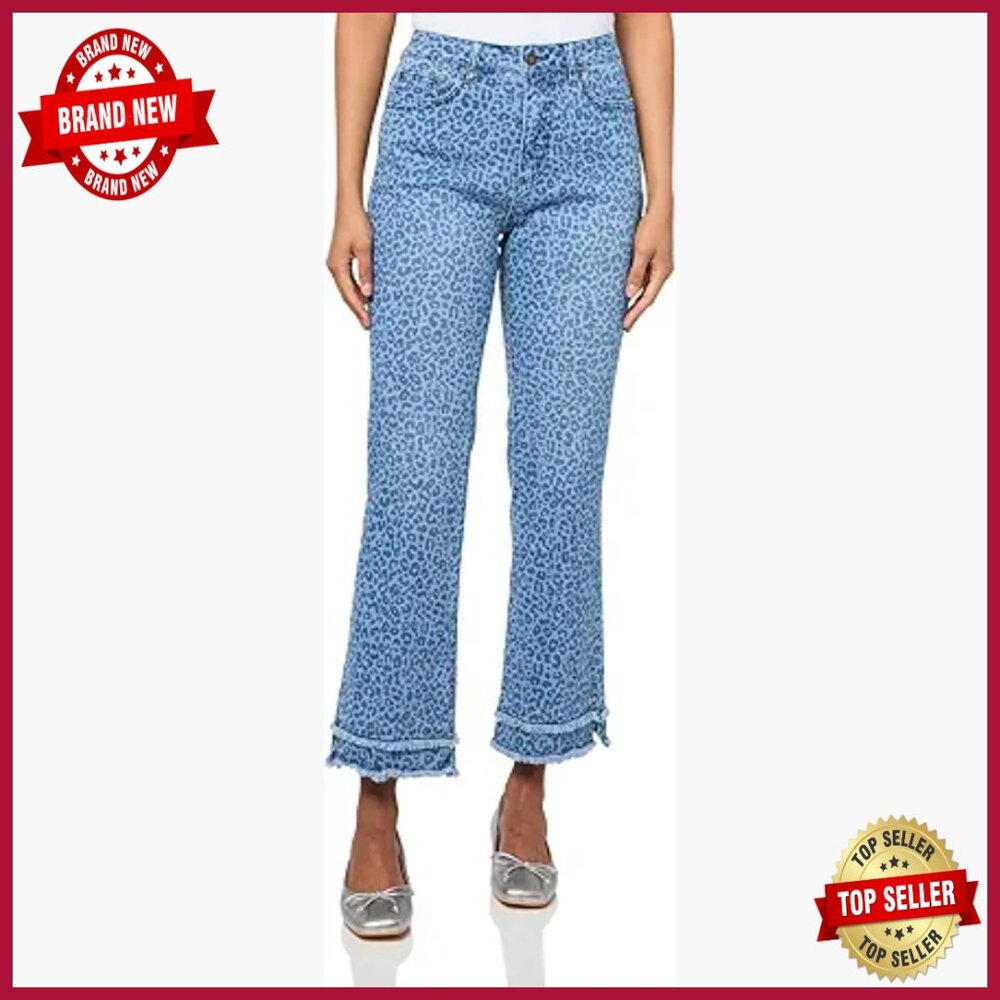 Mid Rise Flare Leg Ankle Jeans With Fringe Hem, 27 Inseam